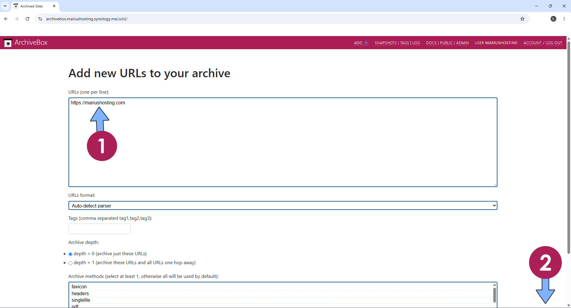 ArchiveBox Synology NAS Set up 12 new 2027