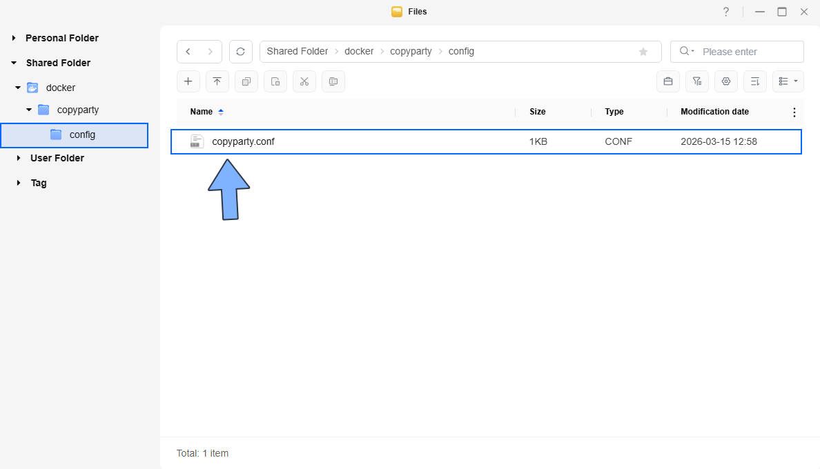 Copyparty UGREEN NAS Set up 4