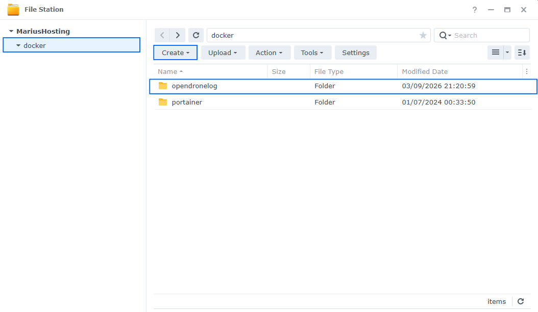 Open Dronelog Synology NAS Set up 1