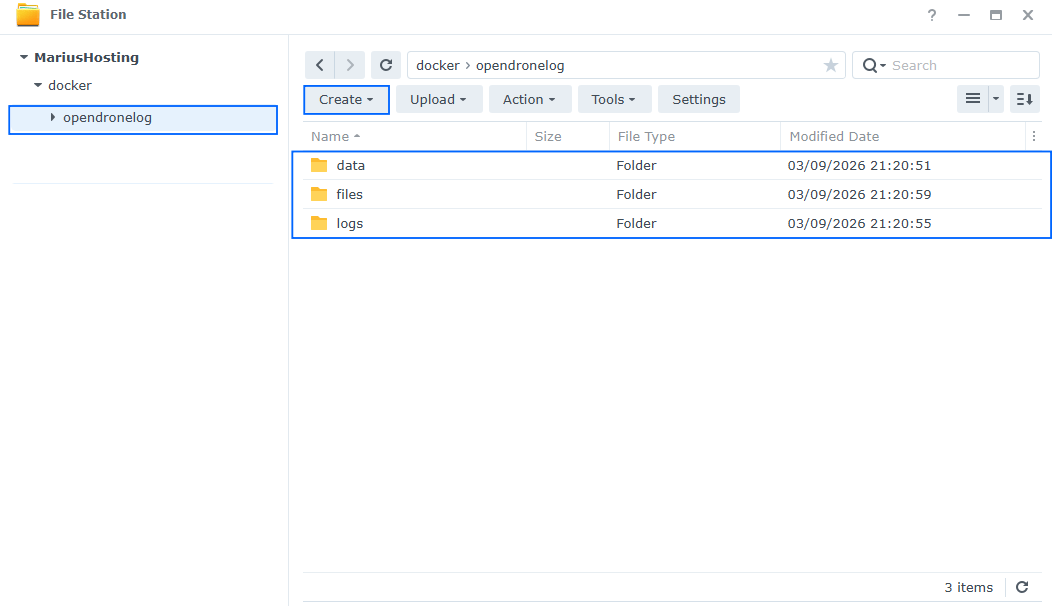 Open Dronelog Synology NAS Set up 2