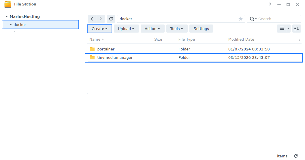 tinymediamanager Synology NAS Set up 1 Portainer