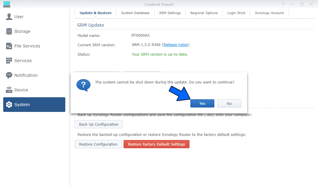 2 Synology RT6600ax SRM Version 1.3.2-9366 Update 1