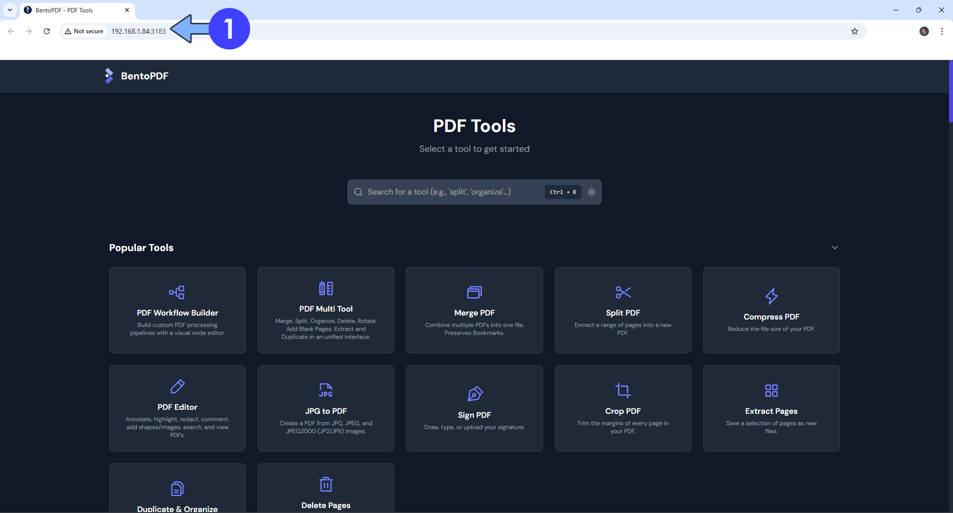 BentoPDF Asustor NAS Set up 5