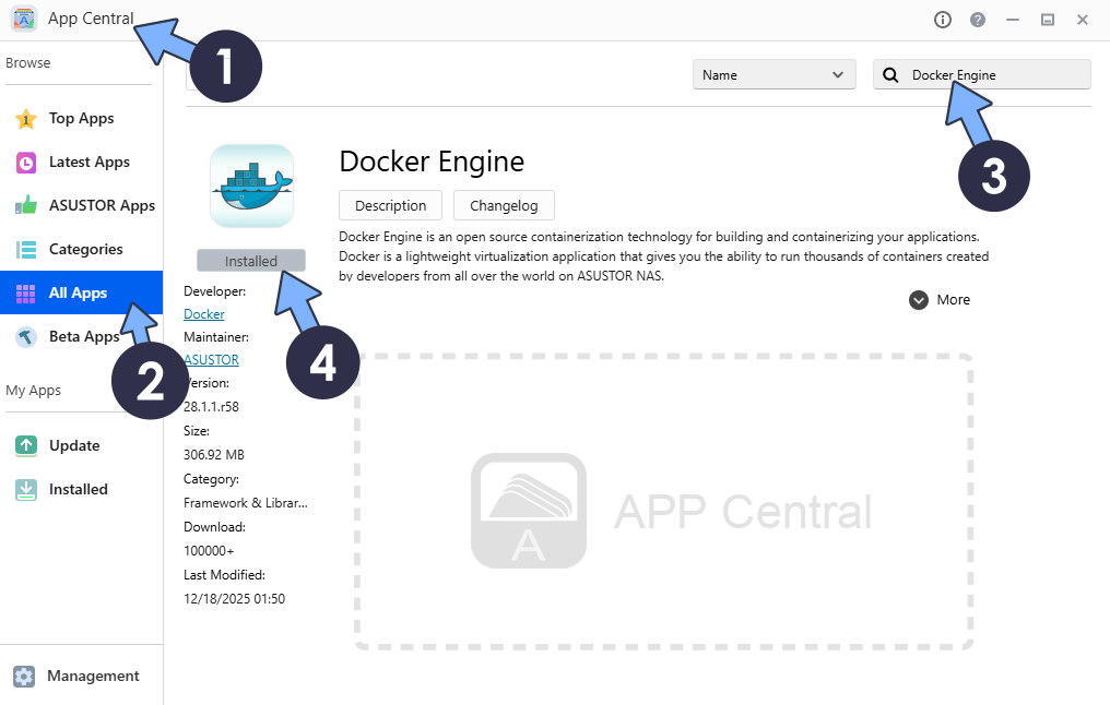 Dockhand Asustor NAS Set up 1