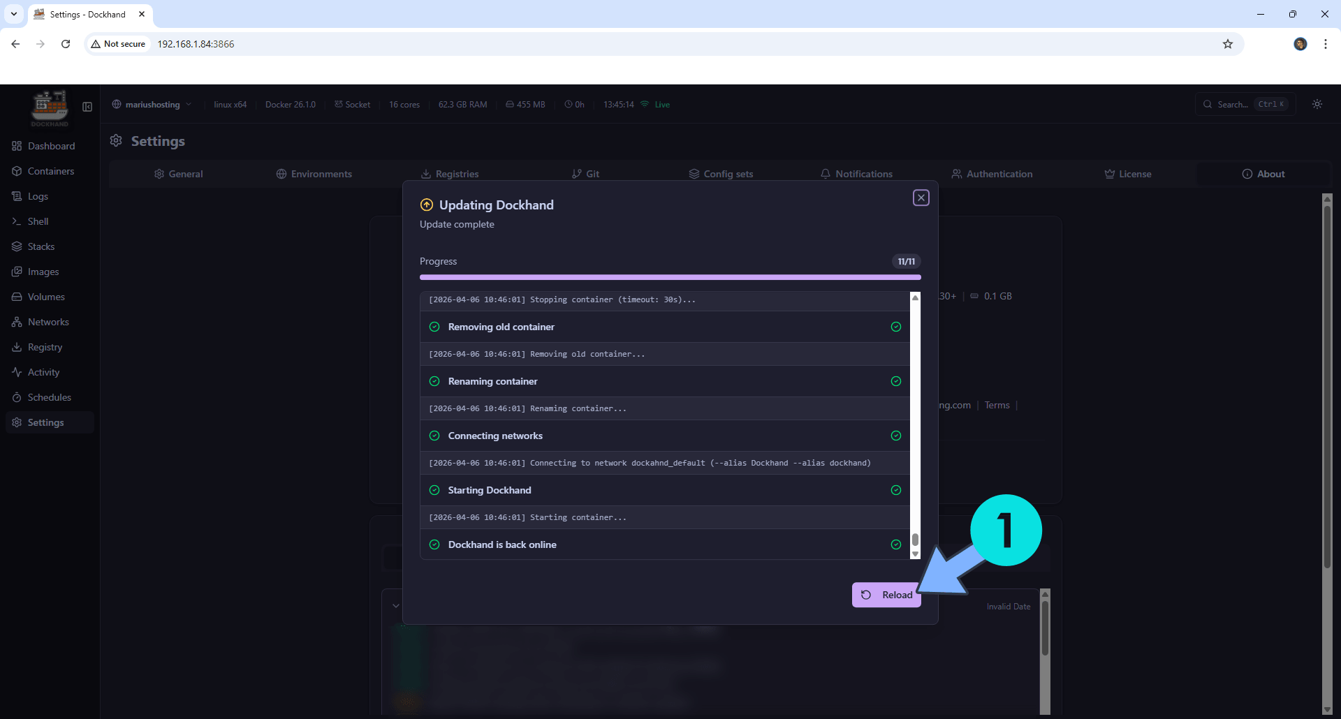 Dockhand Asustor NAS Update 3