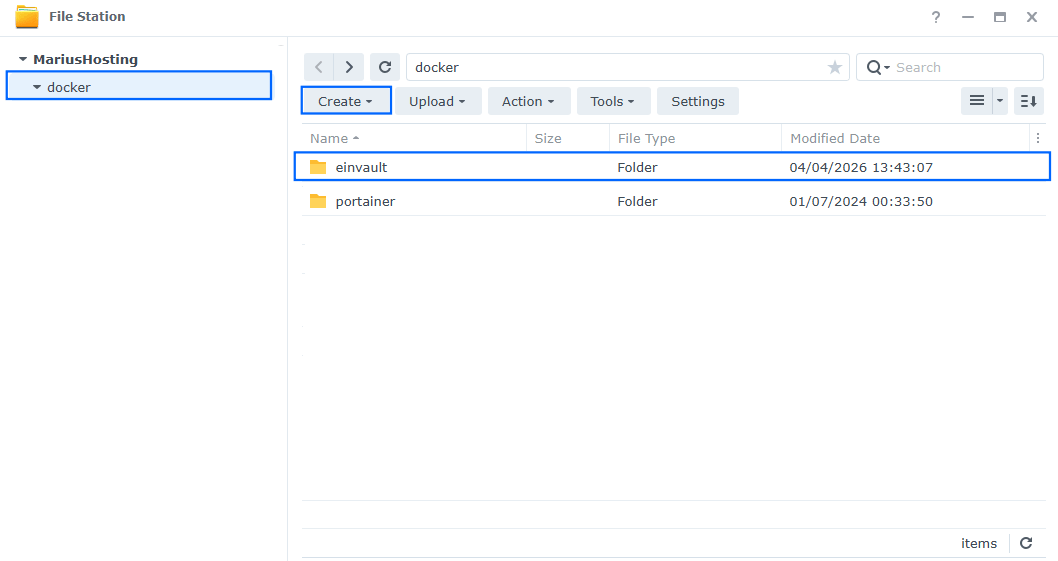 EinVault Synology NAS Set up 1