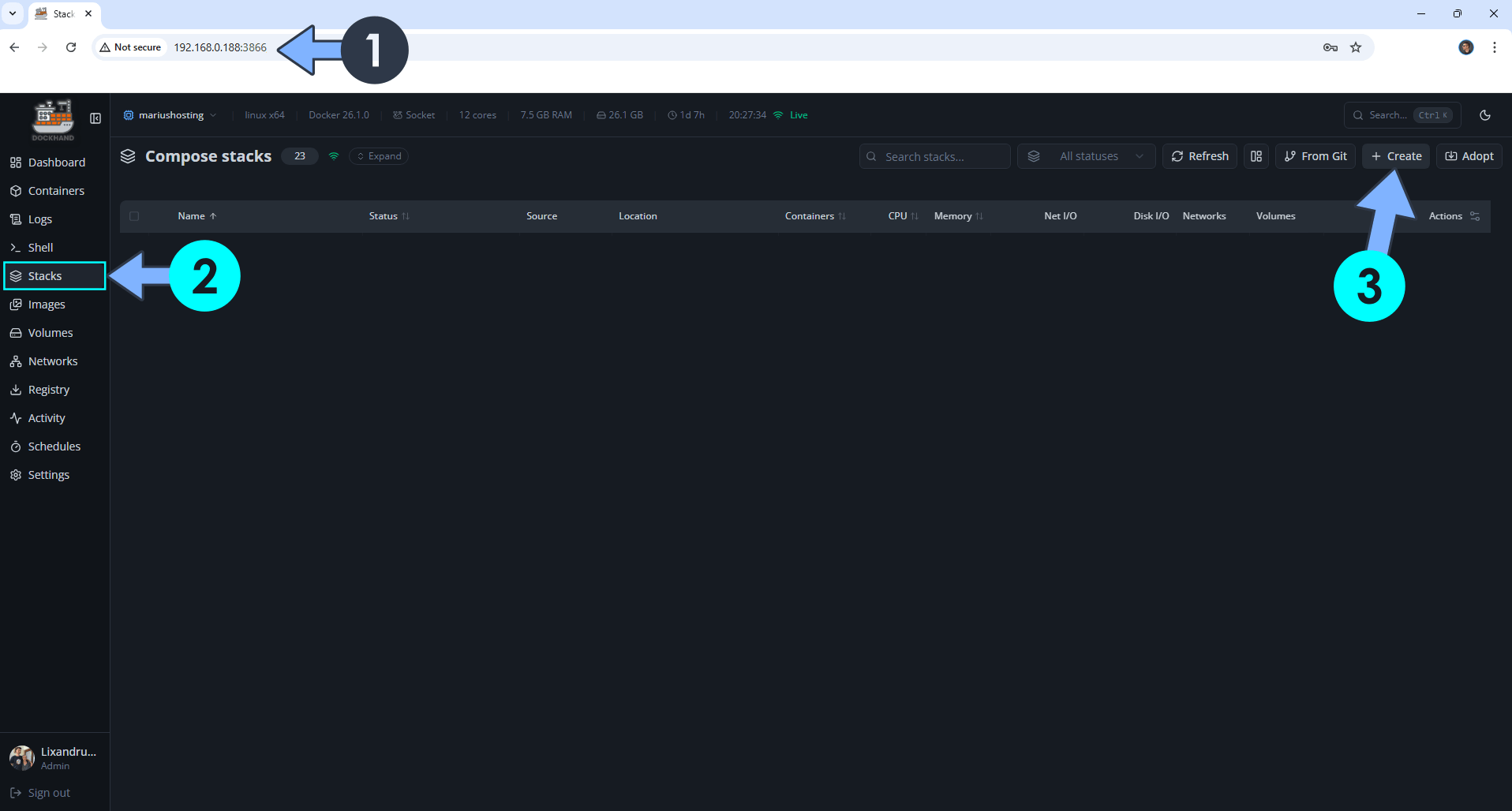 Add stack UGREEN NAS Dockhand