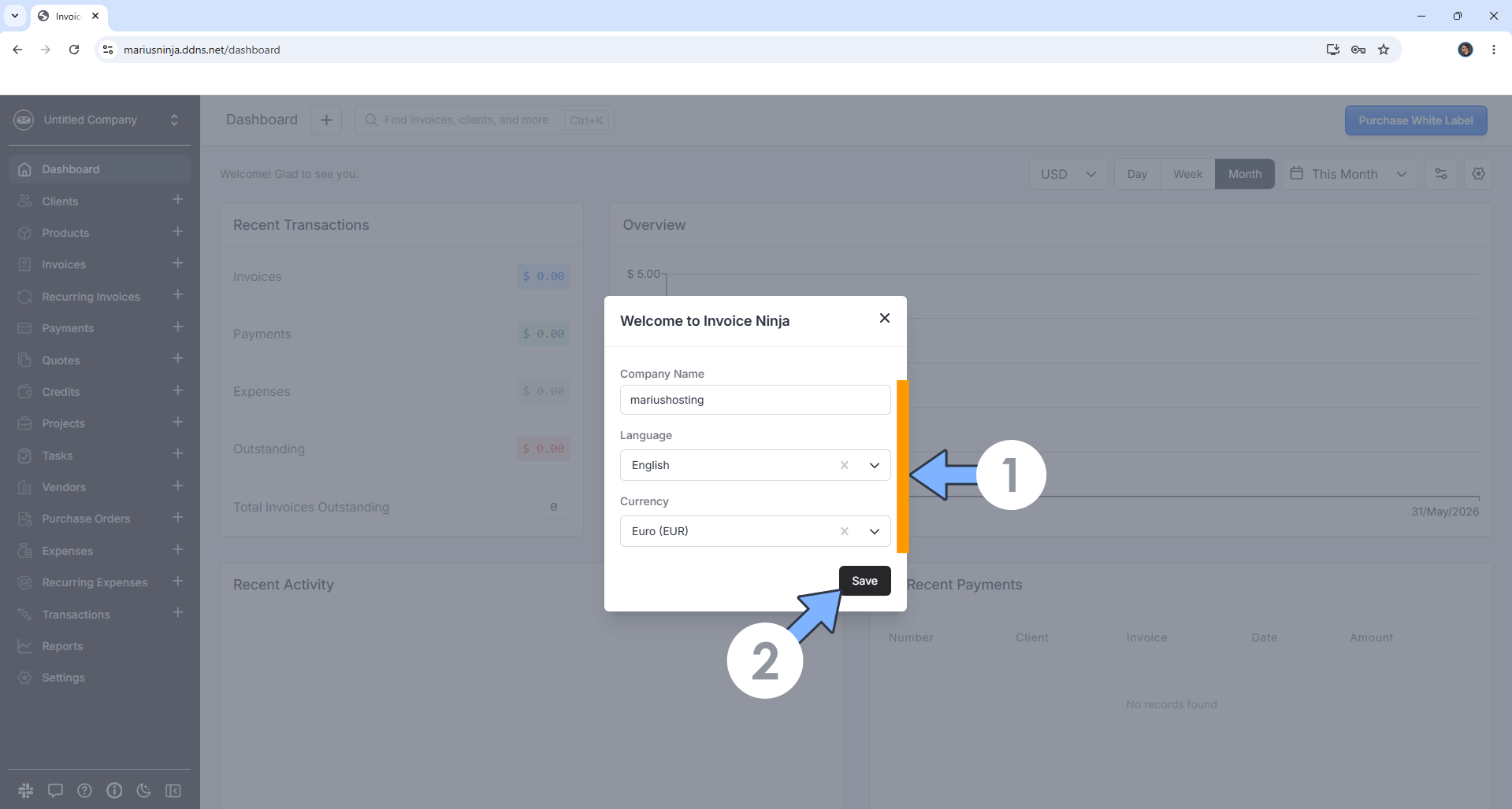 Invoice Ninja UGREEN NAS Set up 11