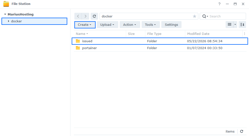 Issued Synology NAS Set up 1