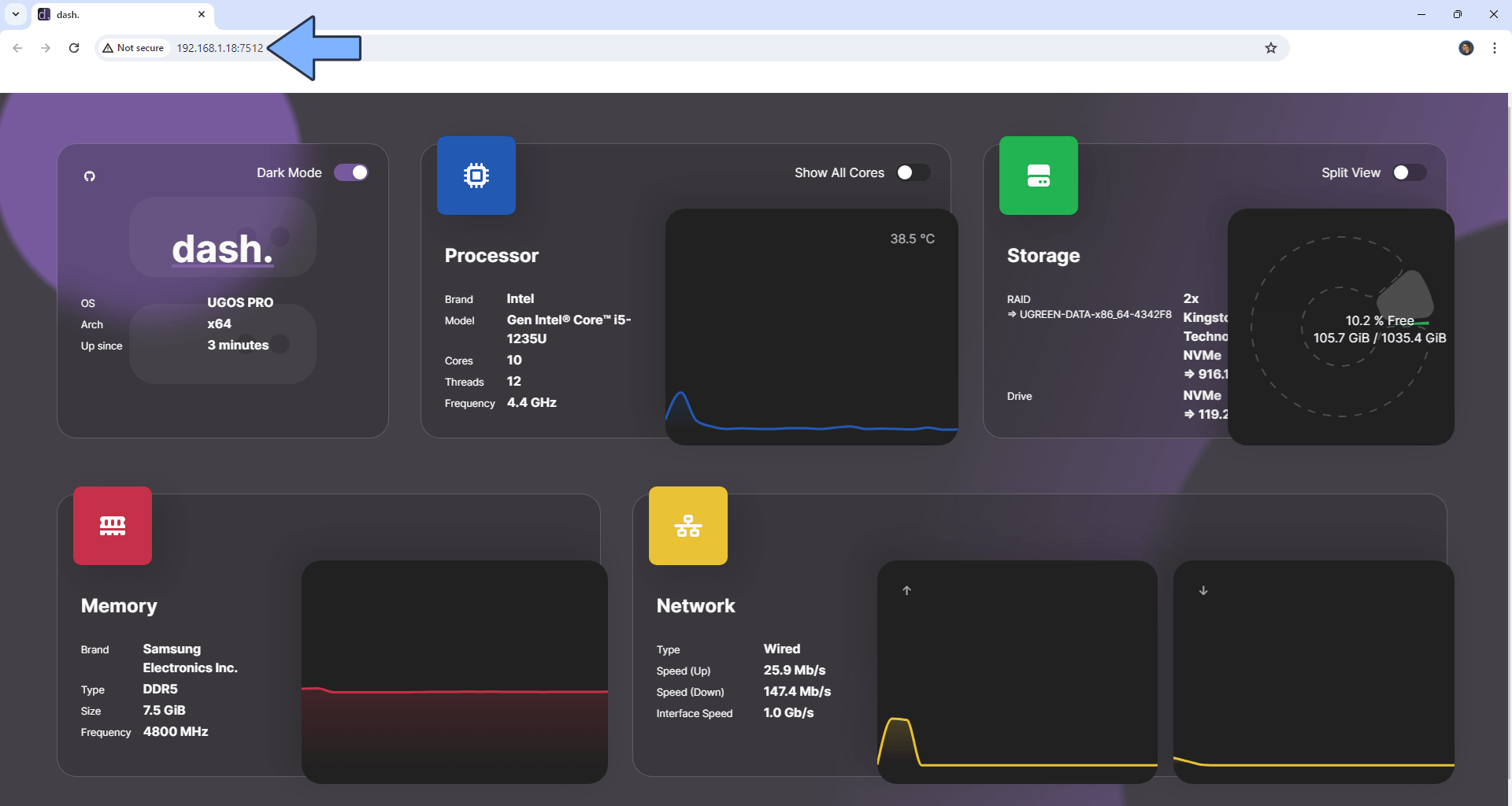 Dashdot UGREEN NAS Set up 3