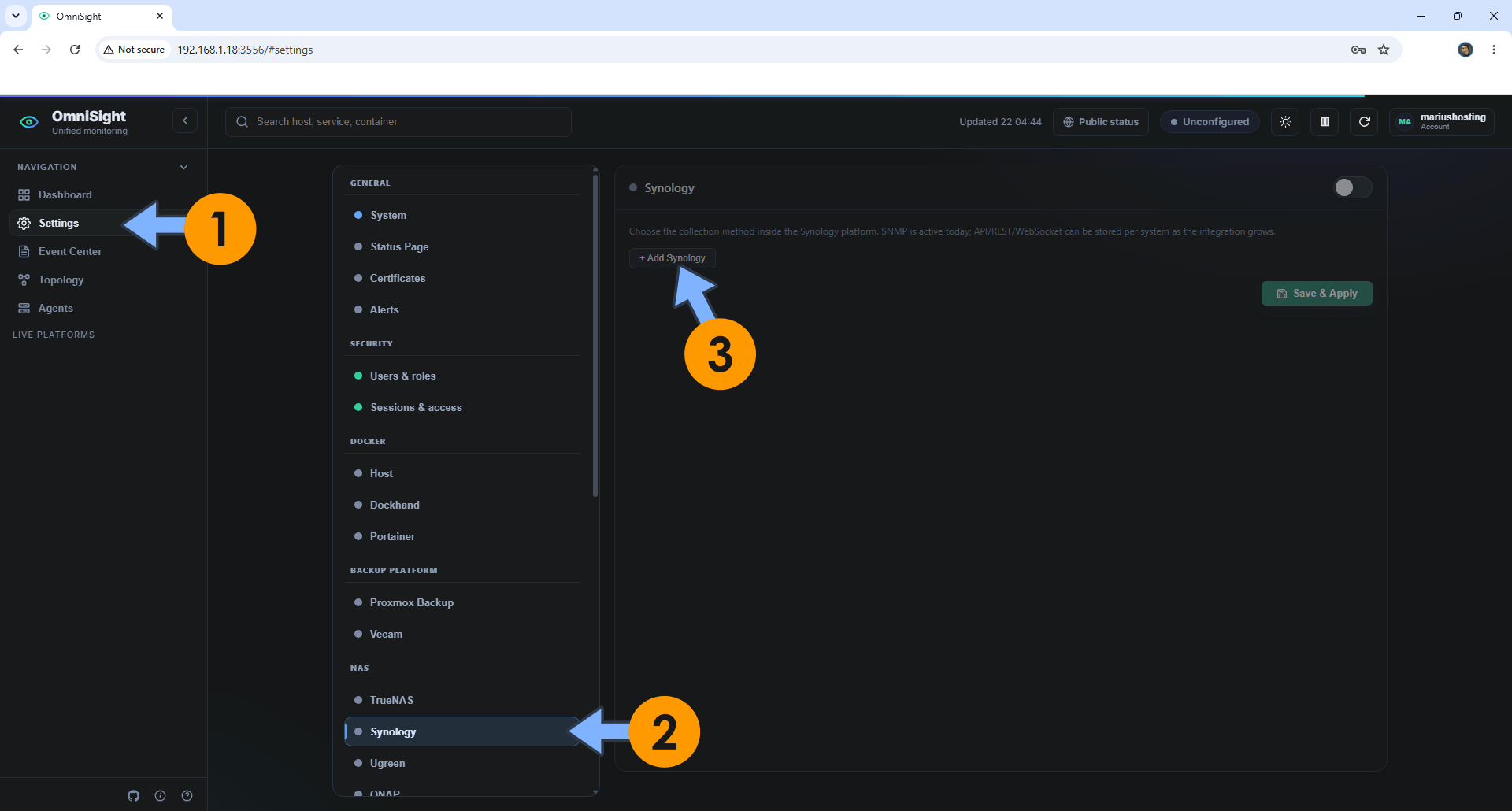OmniSight Synology NAS Set up 10