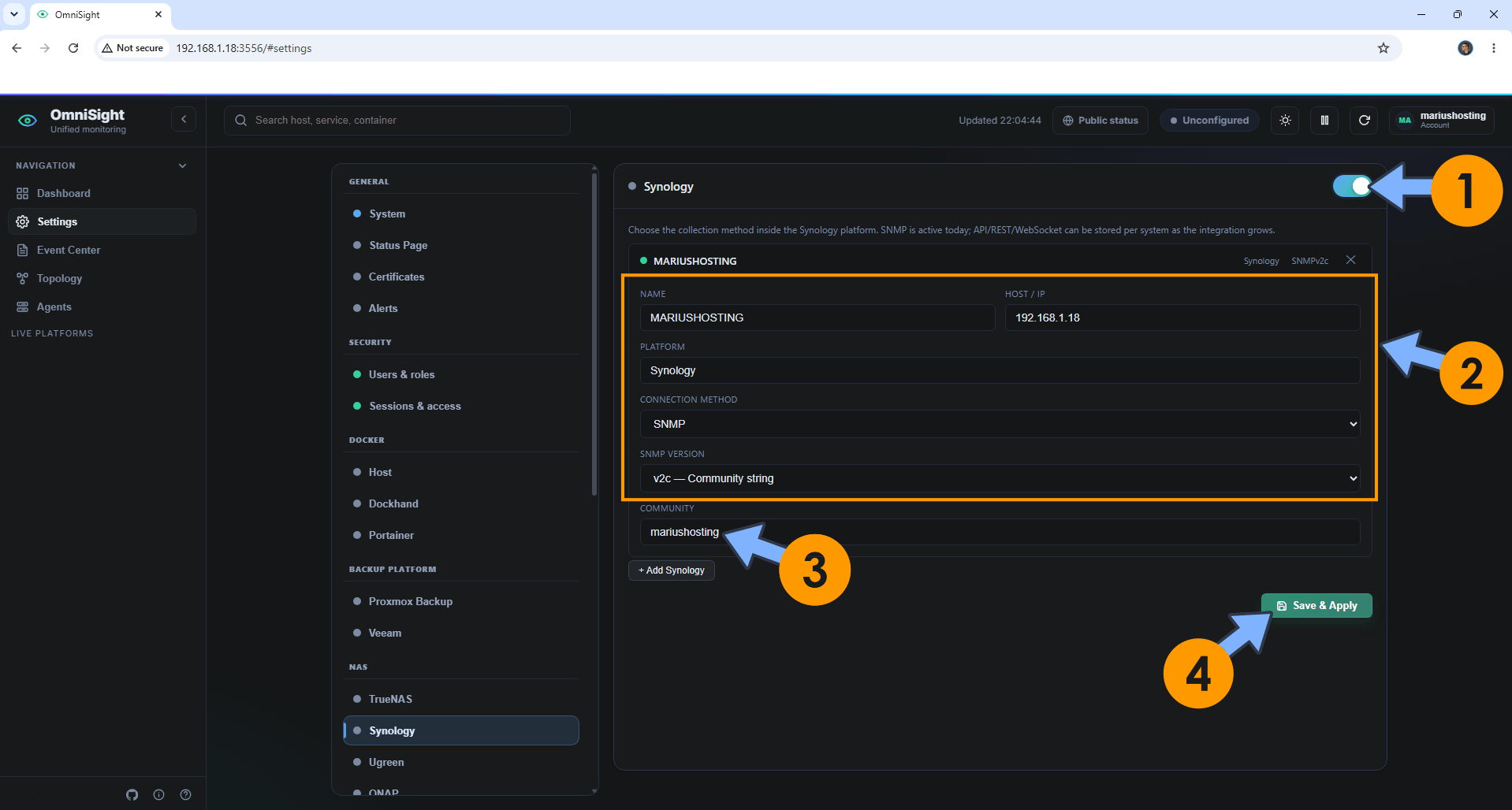 OmniSight Synology NAS Set up 12