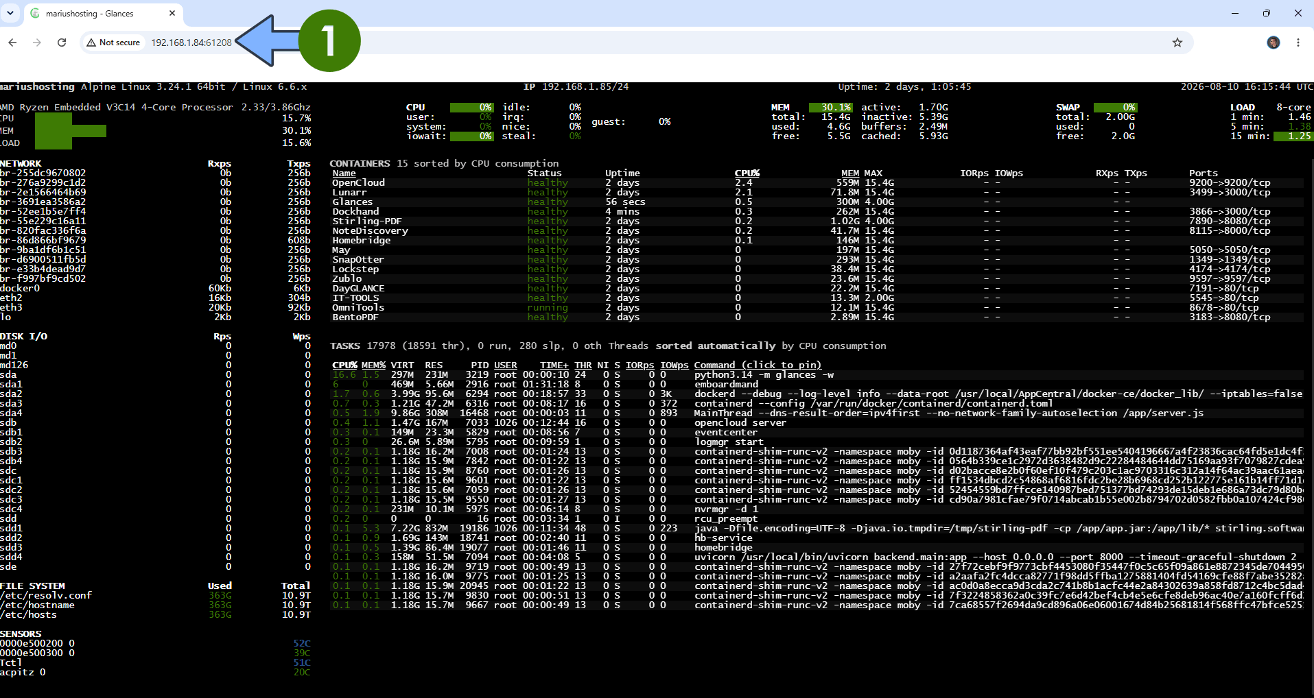 Glances Asustor NAS Set up 2