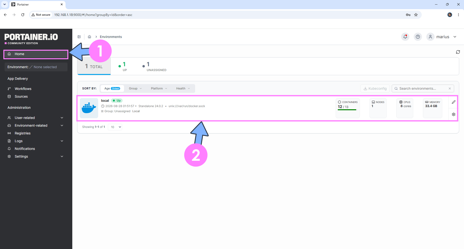 Portainer Add Stack NAS 2027