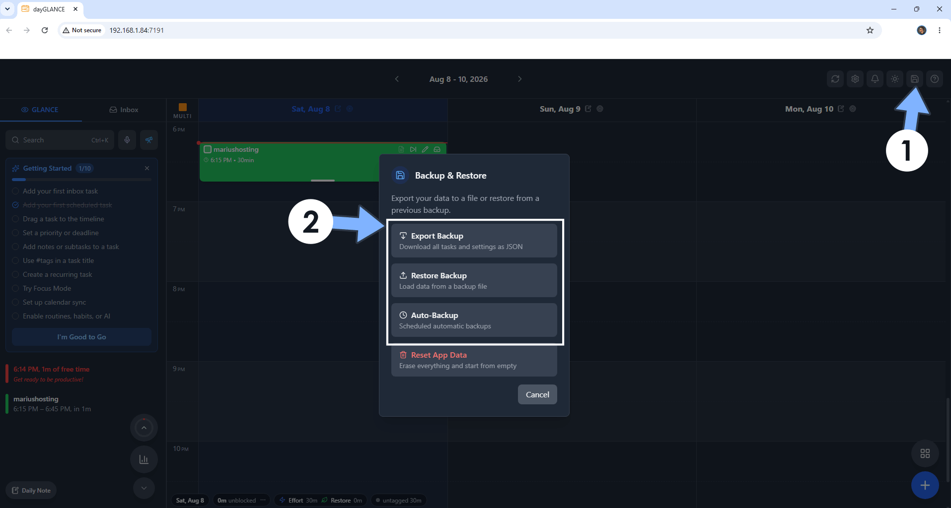 dayGLANCE Asustor NAS Set up 5