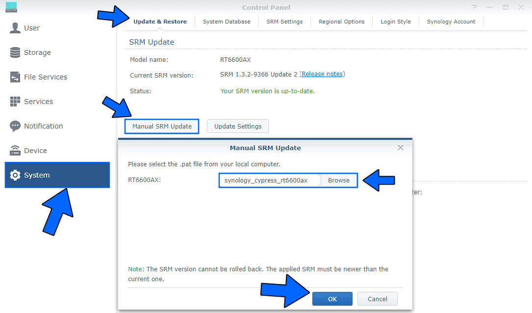 1 Synology RT6600ax SRM Version 1.3.2-9366 Update 3