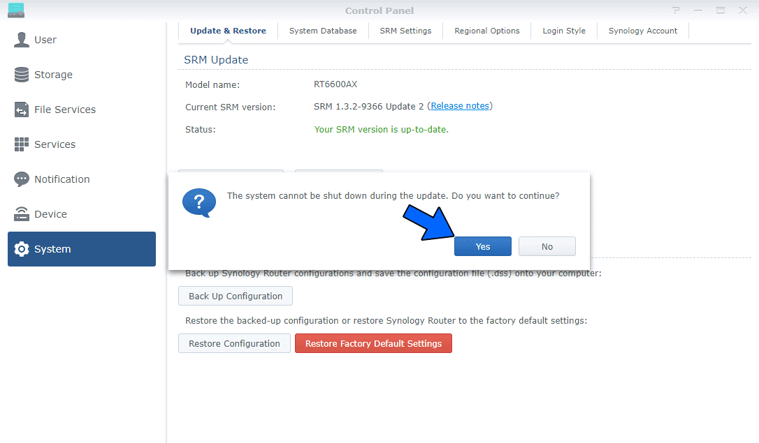 2 Synology RT6600ax SRM Version 1.3.2-9366 Update 3