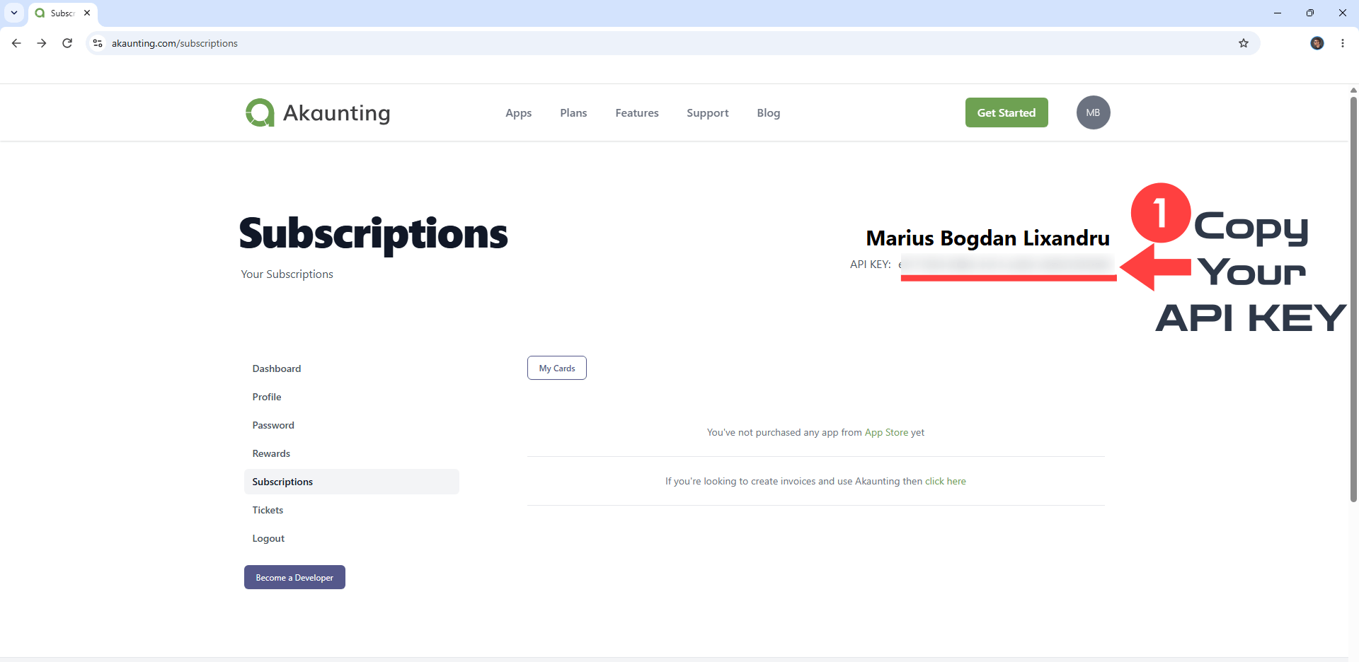 Akaunting Synology NAS API KEY