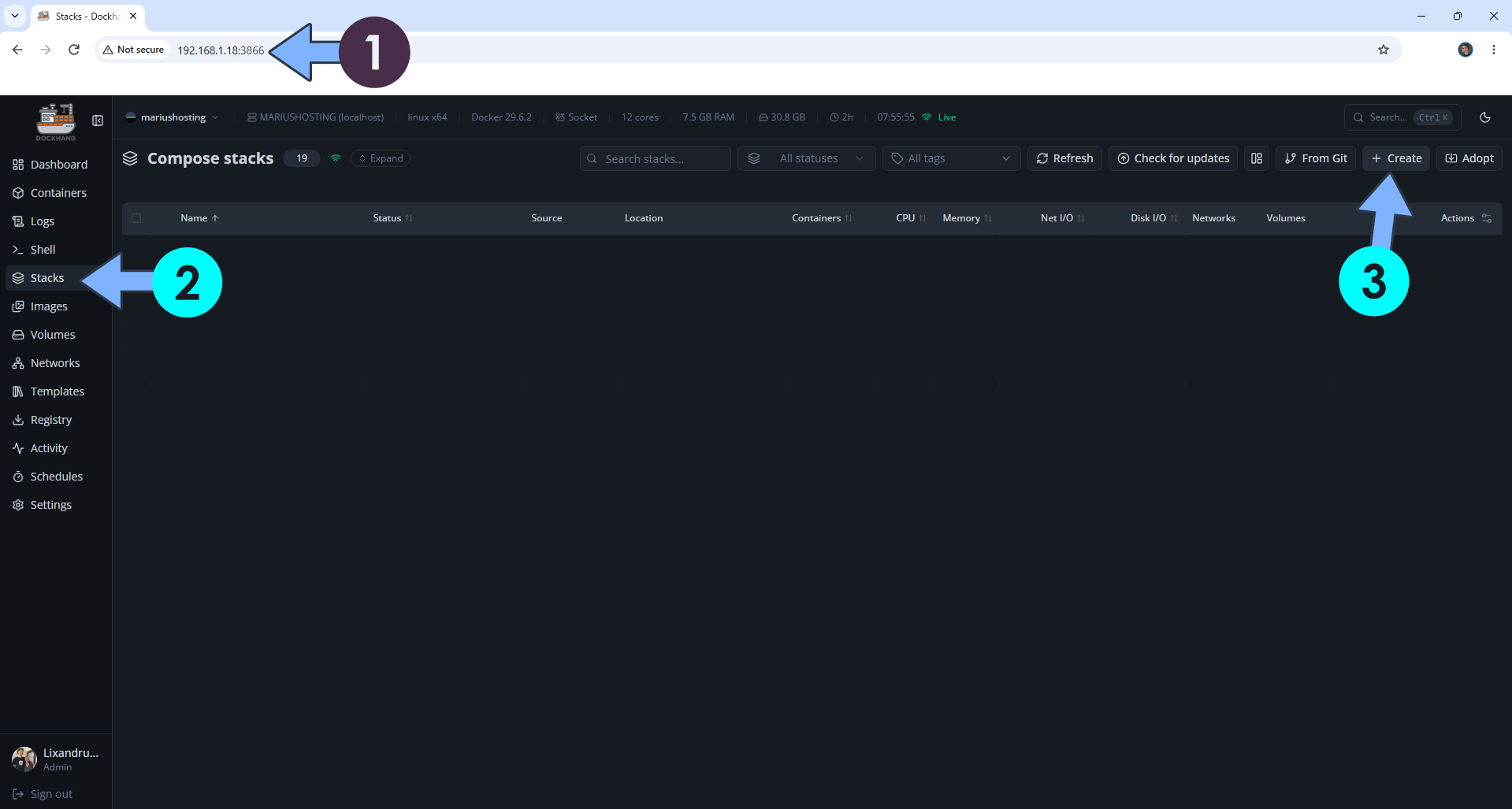 Dockhand add stack