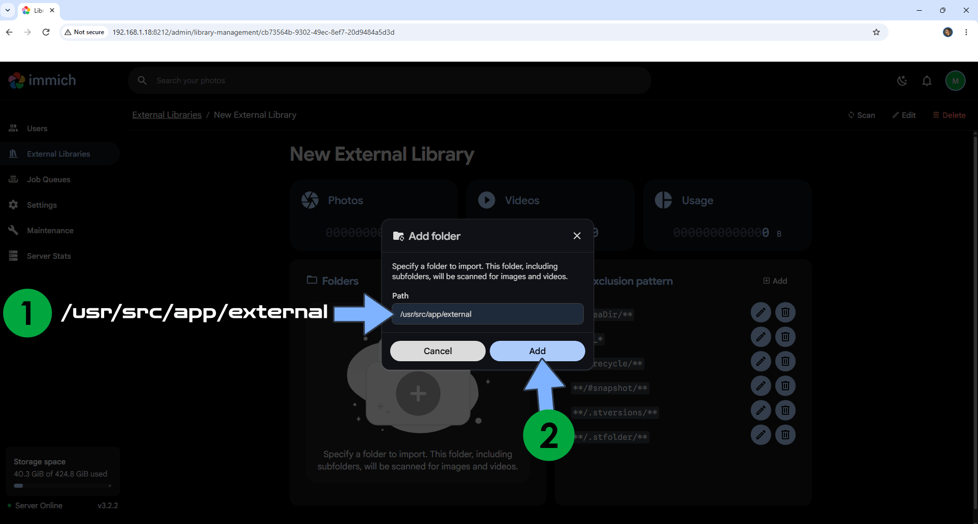 Immich External Library Synology UGREEN NAS Set up 6