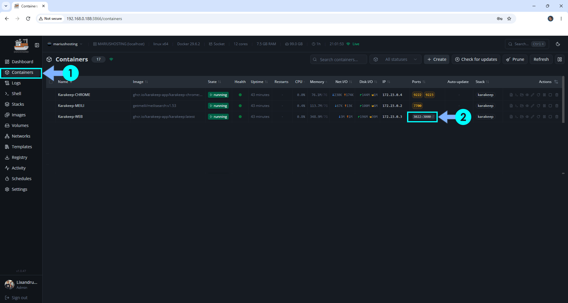 Karakeep UGREEN NAS Stack port
