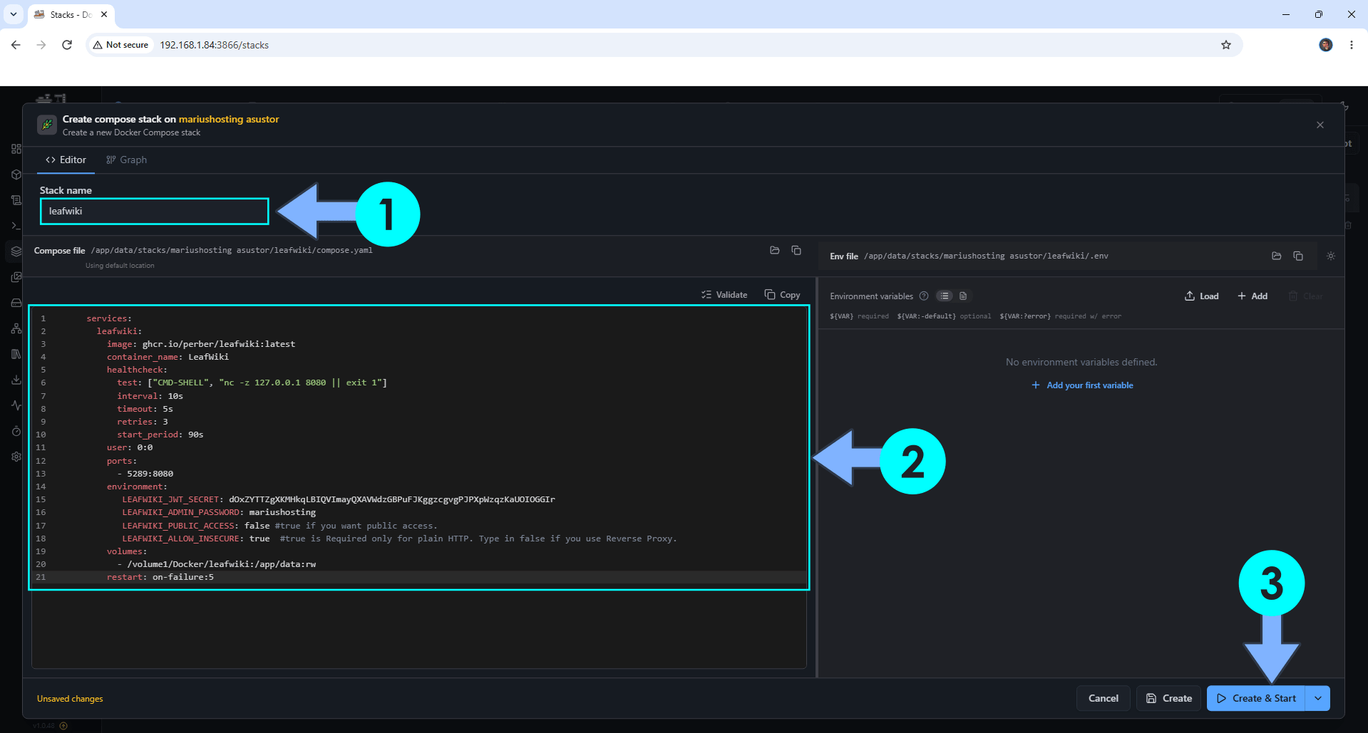 LeafWiki Asustor NAS Set up 1