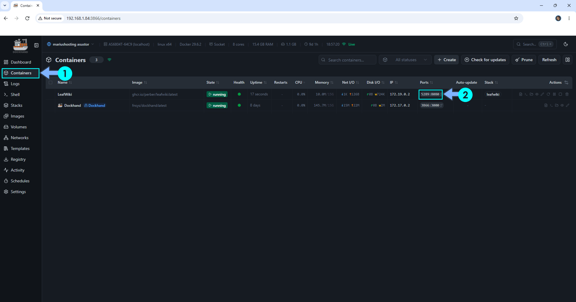 LeafWiki Asustor NAS Set up 2