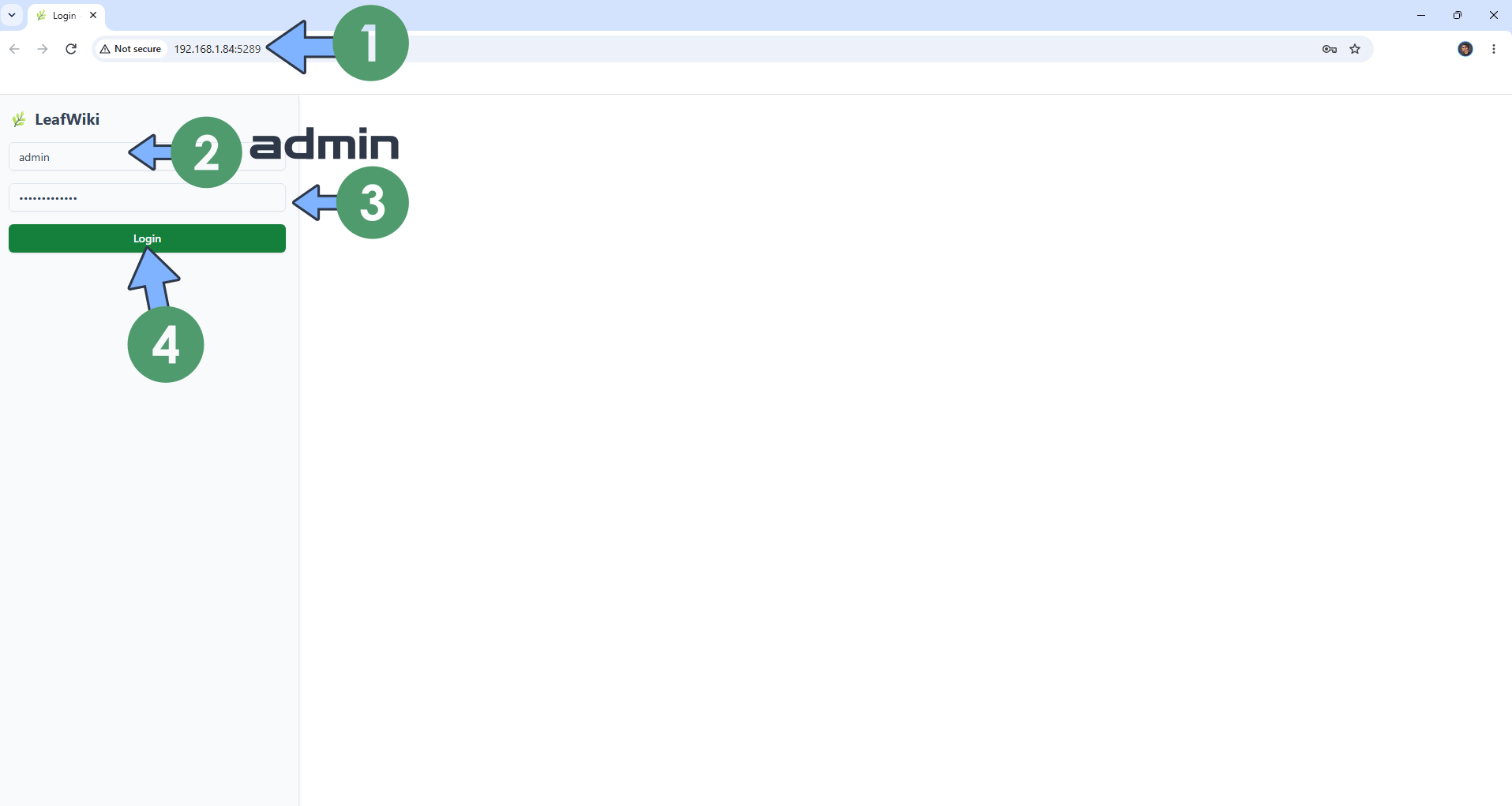 LeafWiki Asustor NAS Set up 3