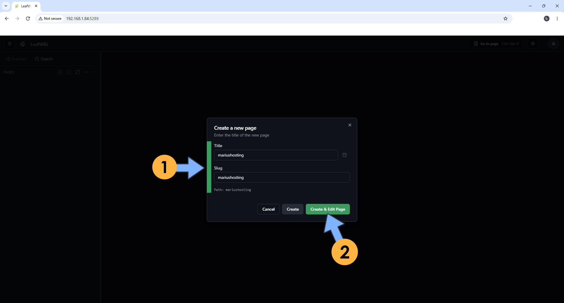 LeafWiki Asustor NAS Set up 5