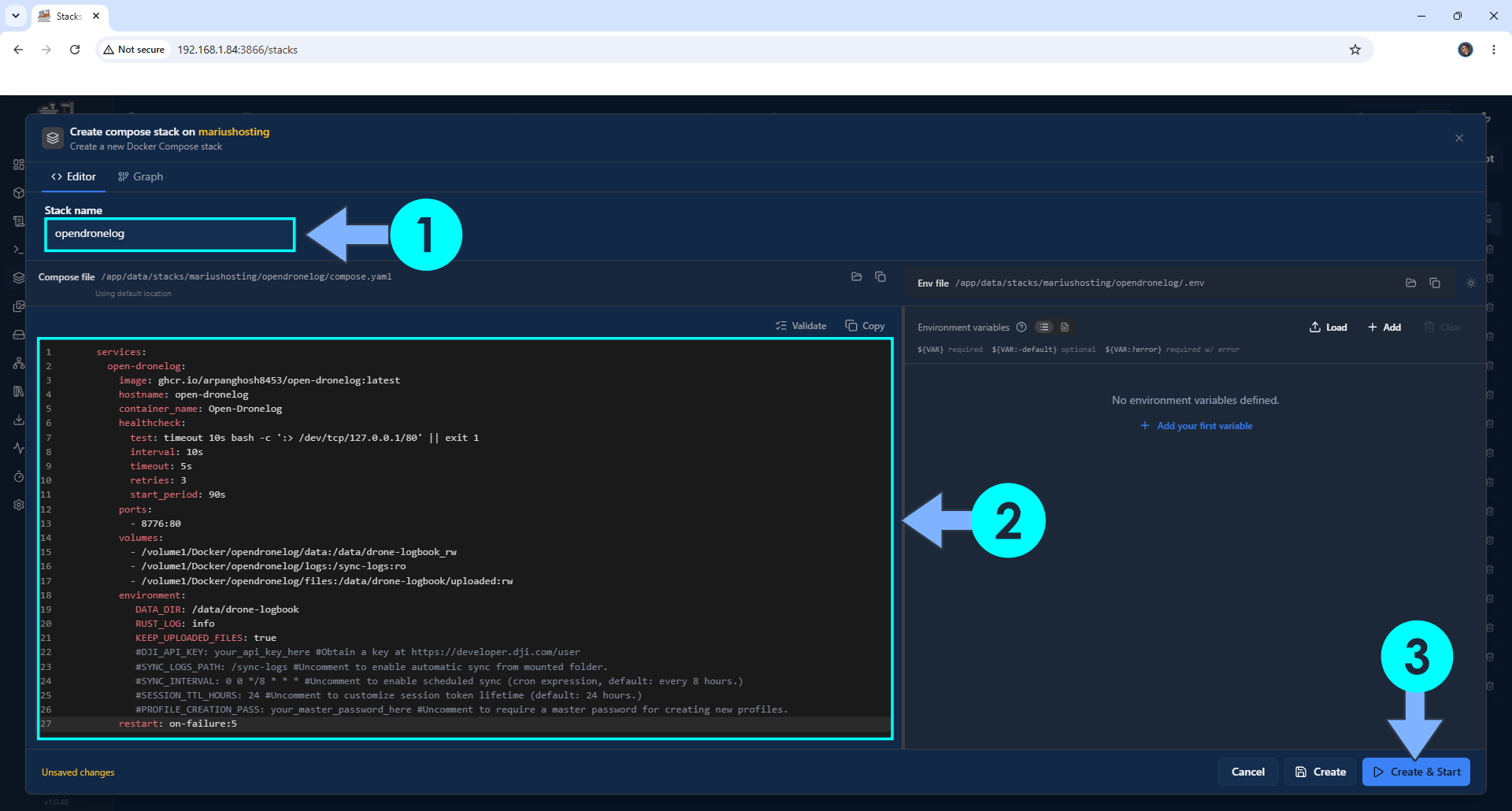 Open Dronelog Asustor NAS Set up 3