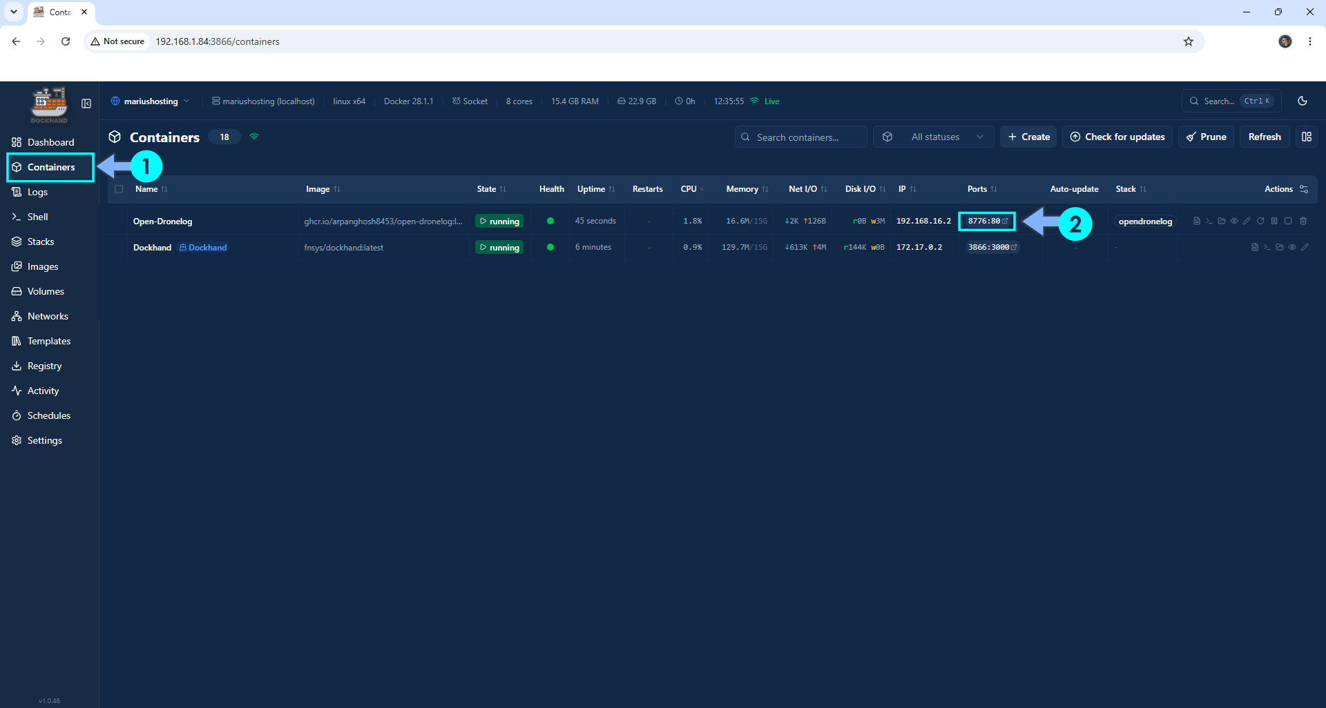 Open Dronelog Asustor NAS Set up 4