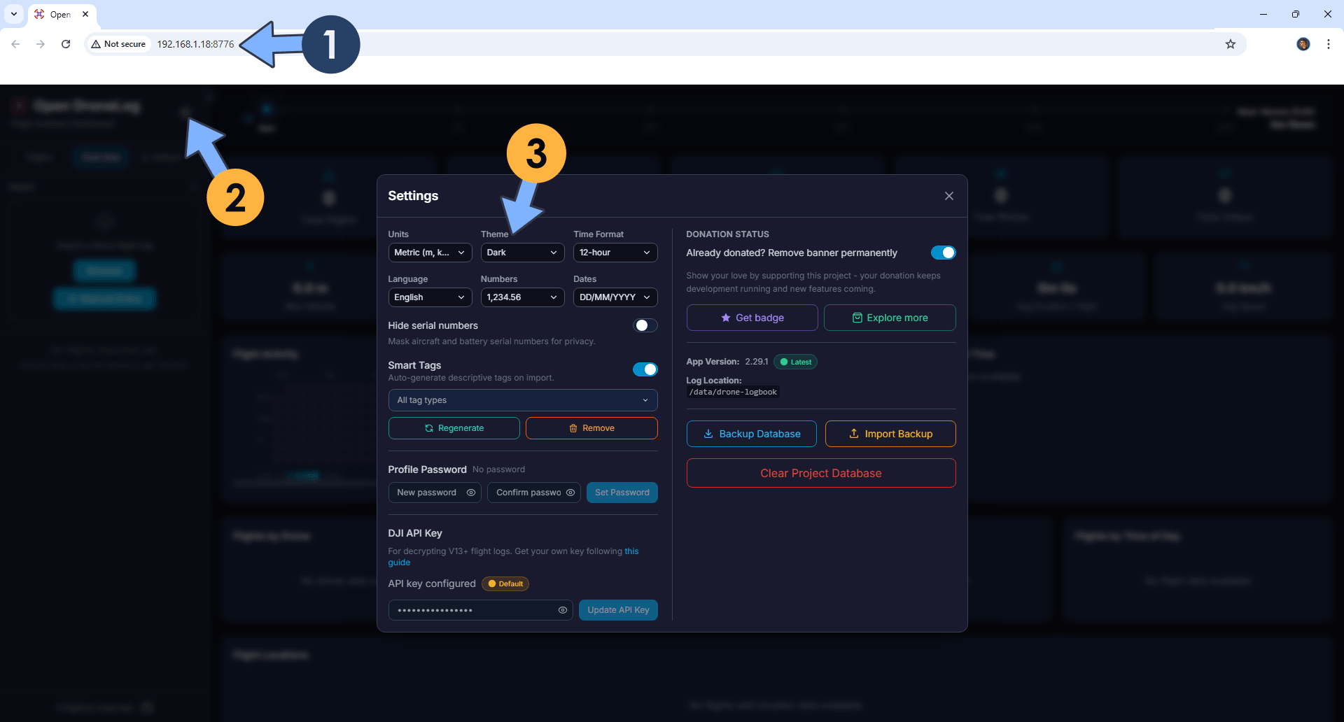 Open Dronelog Asustor NAS Set up 5