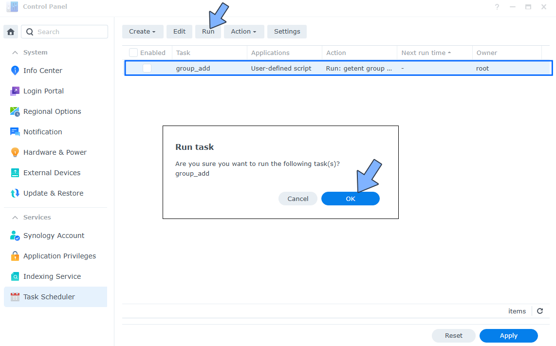 Synology Find group_add 3