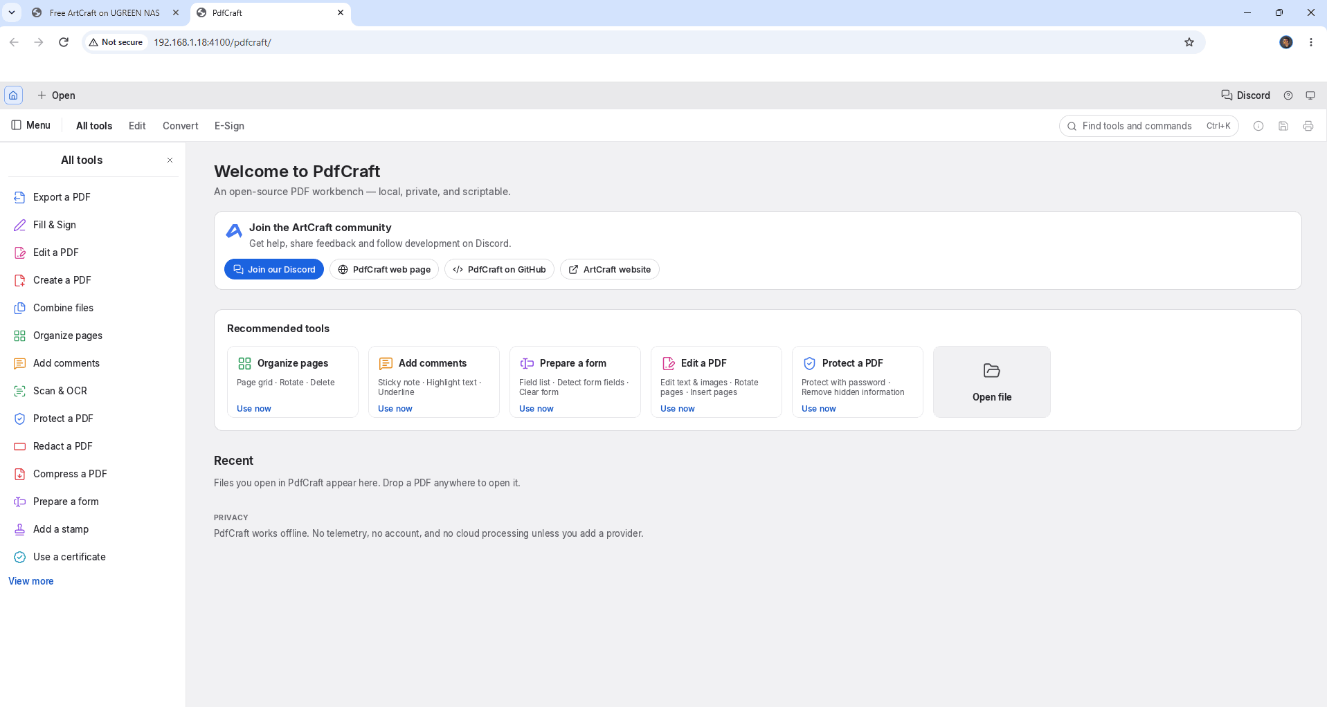 ArtCraft Apps UGREEN NAS Set up PDFCraft