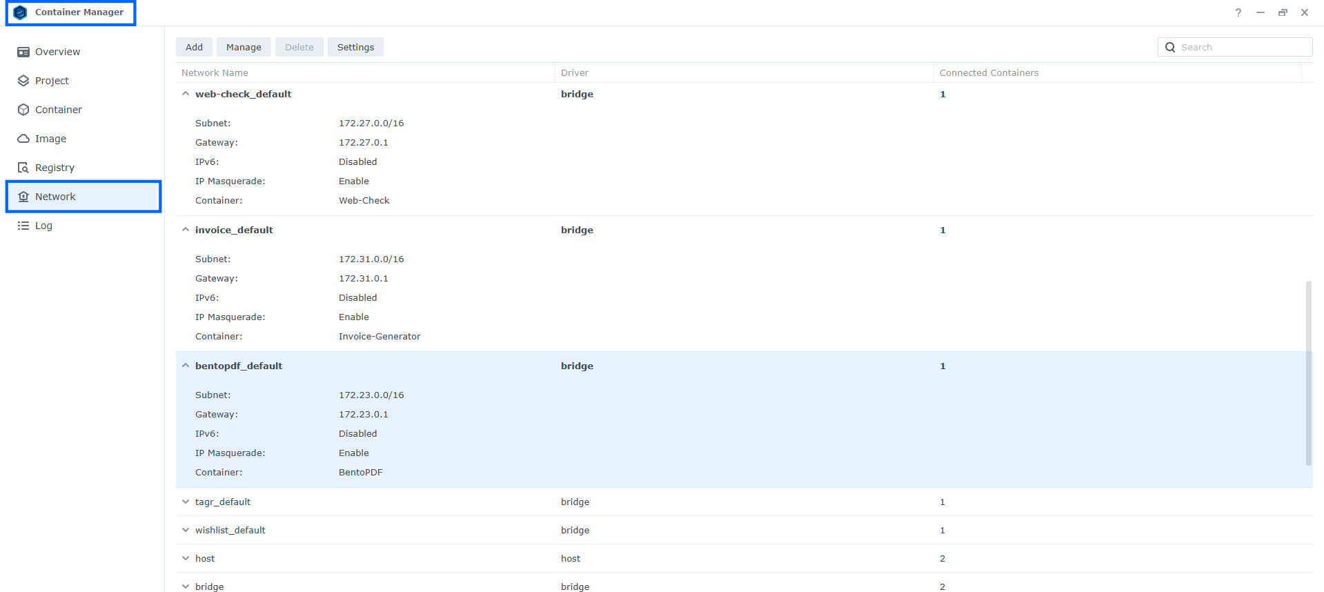 Docker Synology NAS Network 1