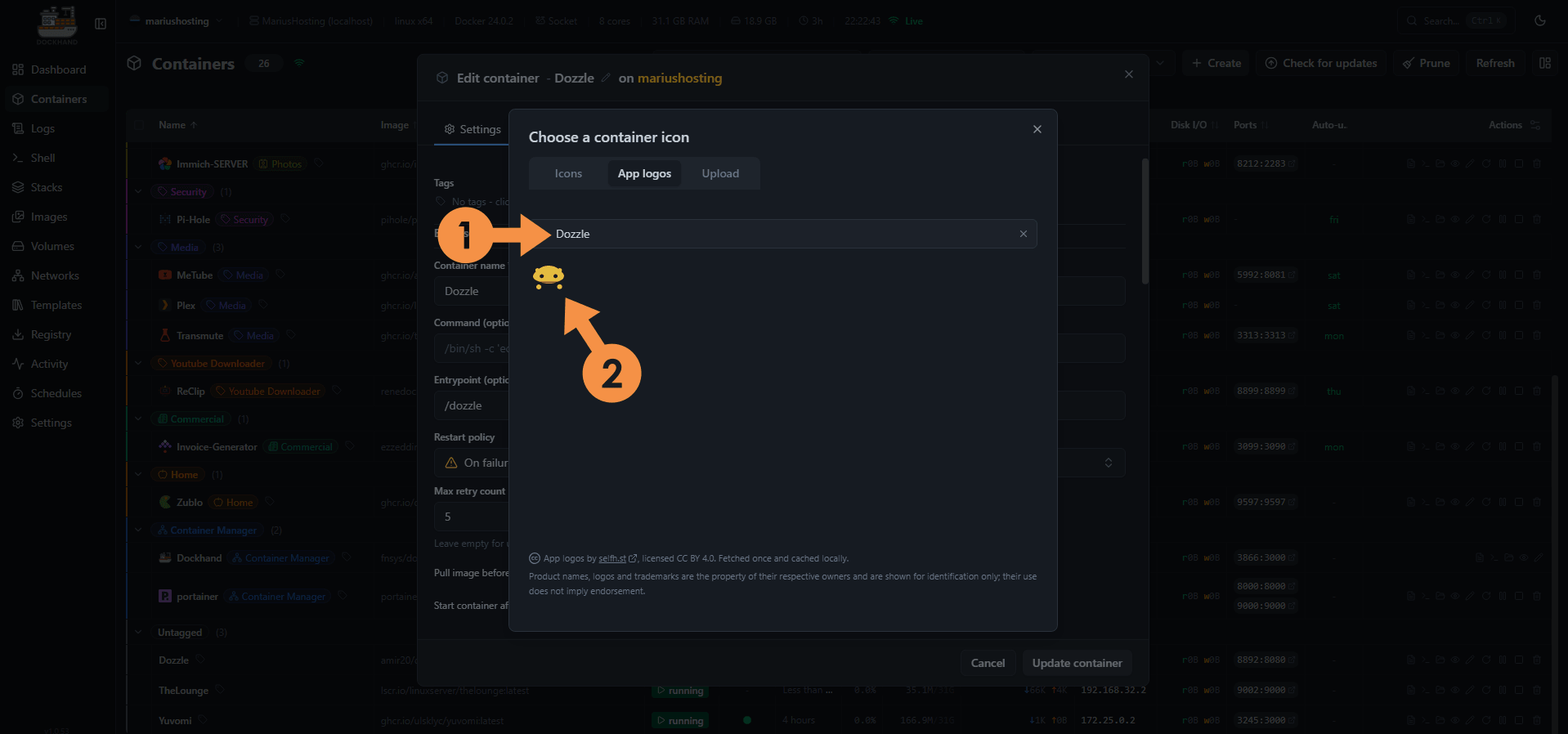 Dockhand NAS 7 Tags & Icons