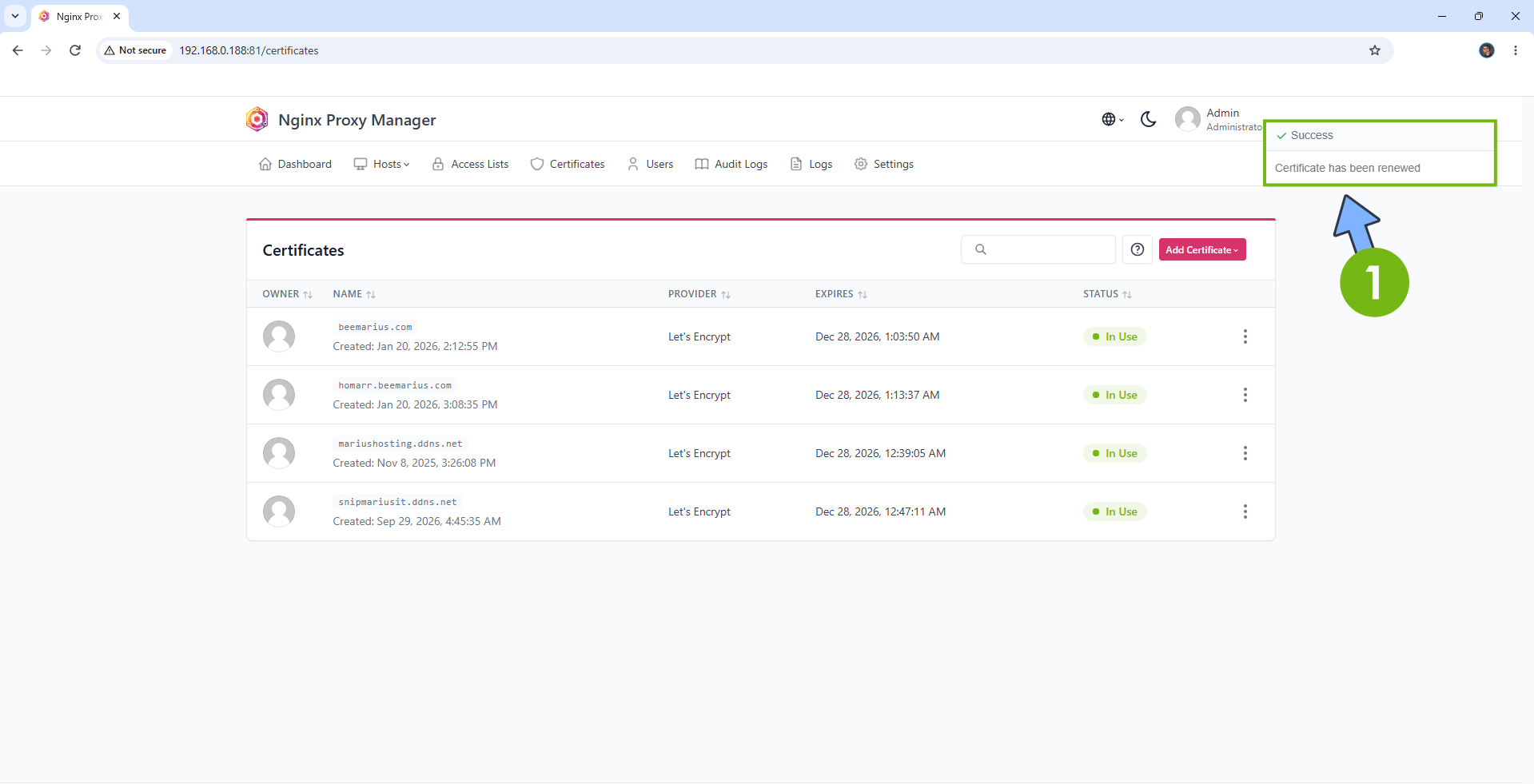 Nginx Proxy Manager Renew SSL Certificate 3
