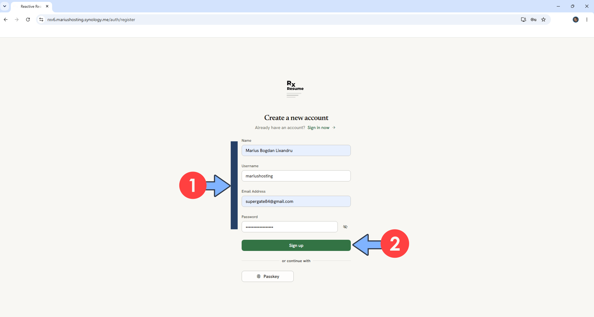 Reactive Resume V6 Synology NAS Set up 12