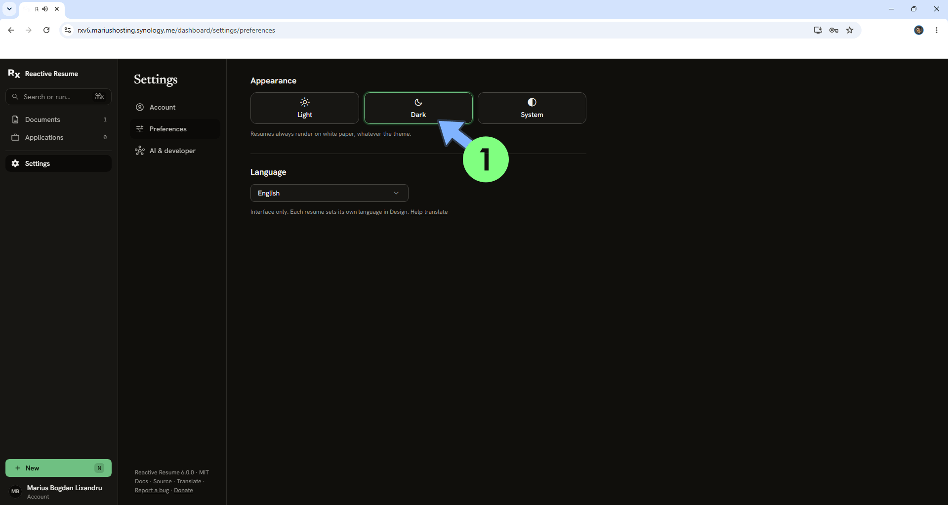 Reactive Resume V6 Synology NAS Set up 19