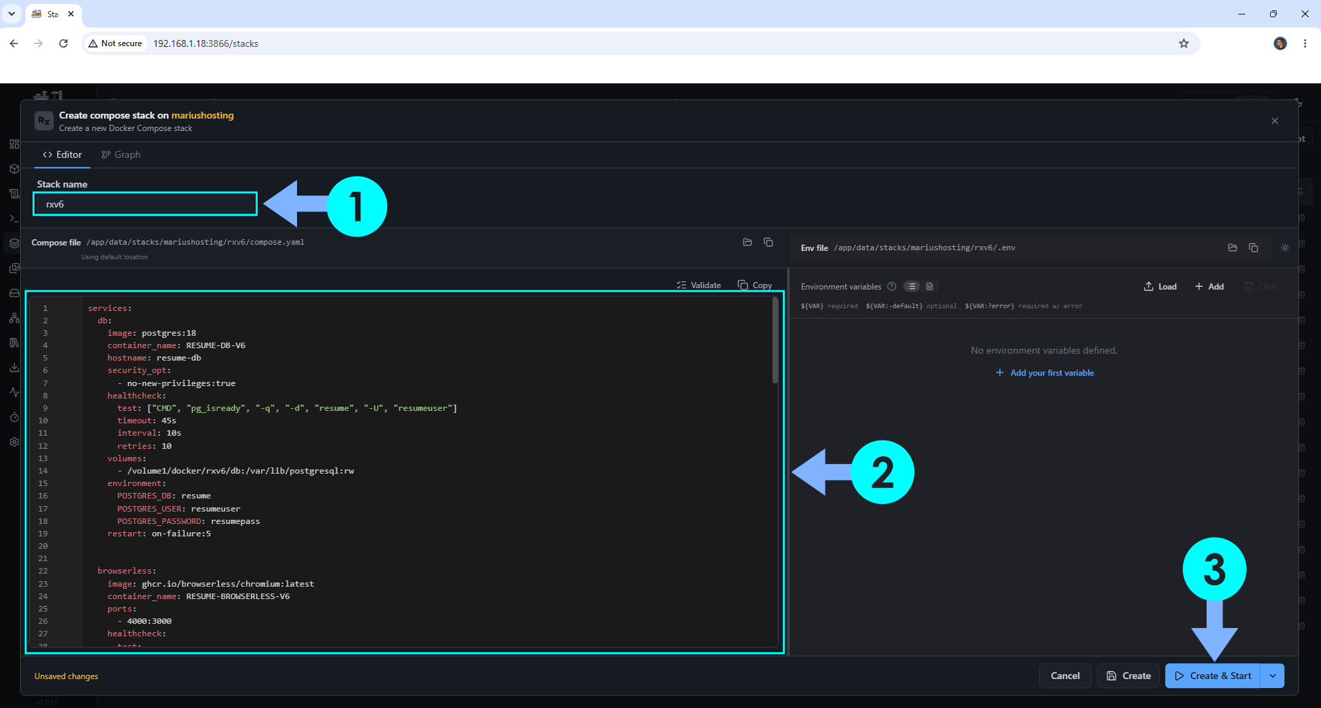 Reactive Resume V6 Synology NAS Set up 8