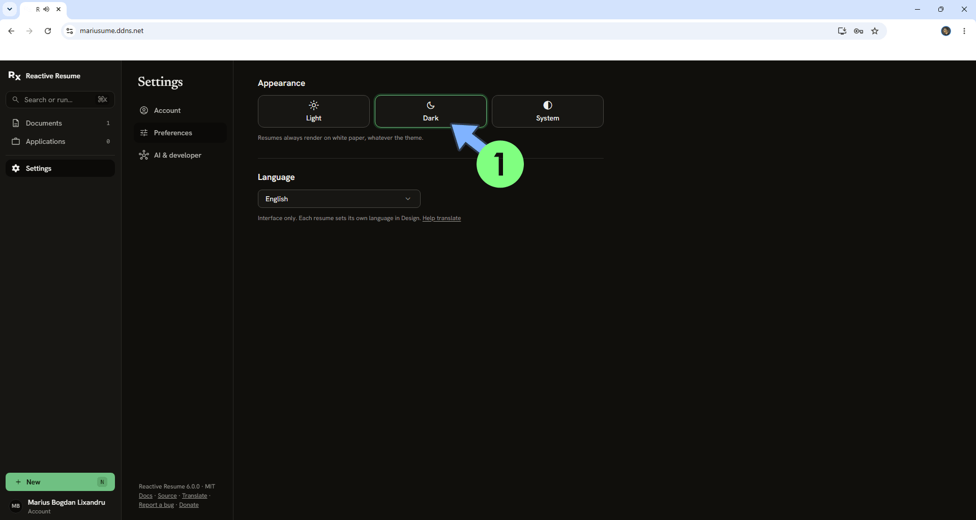 Reactive Resume V6 UGREEN NAS Set up 18
