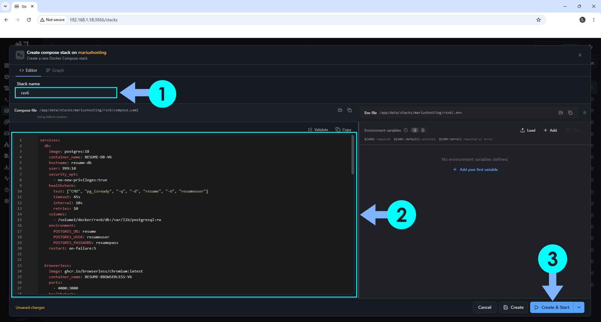 Reactive Resume V6 UGREEN NAS Set up 4