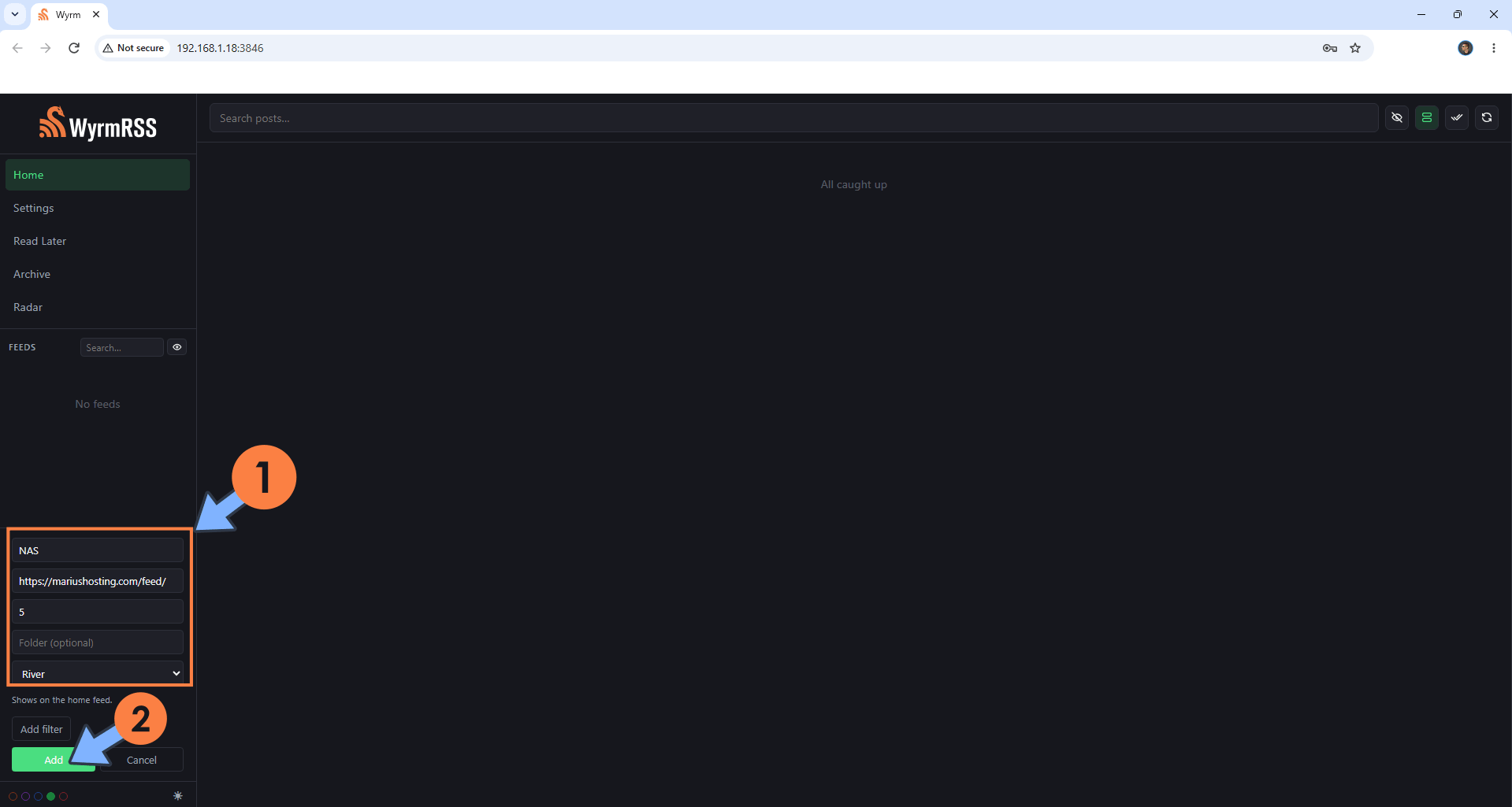 WyrmRSS Synology NAS Set up 7
